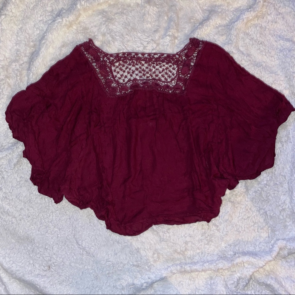 Burgandy Aeropostale Lace Blouse
